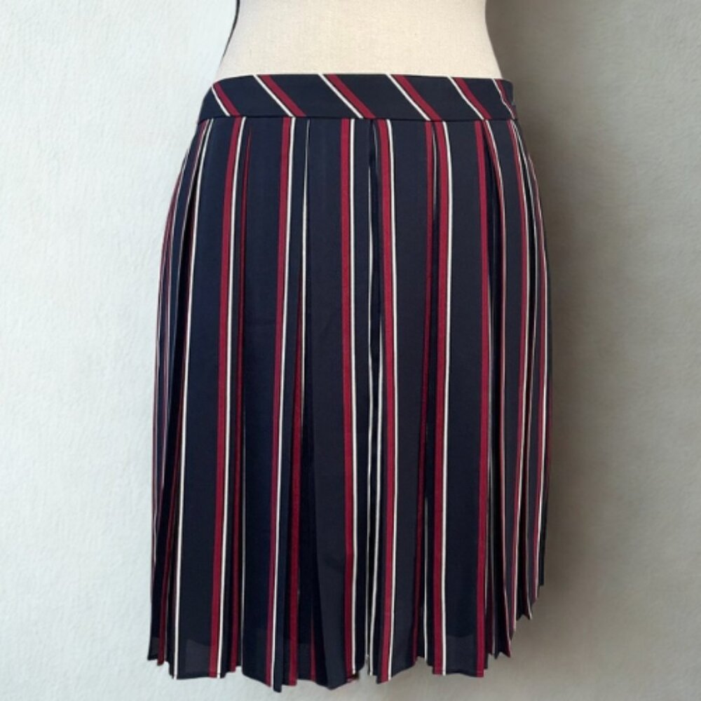 Banana Republic NWT Pleated Stripe Skirt - Size 2 - Preppy Tailored - Navy & Red